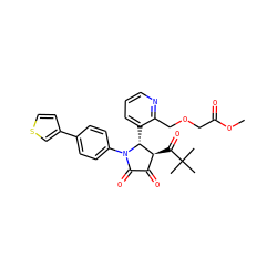 COC(=O)COCc1ncccc1[C@@H]1[C@@H](C(=O)C(C)(C)C)C(=O)C(=O)N1c1ccc(-c2ccsc2)cc1 ZINC000169695311