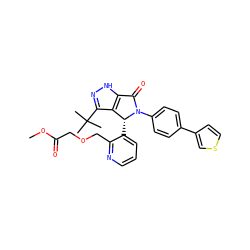 COC(=O)COCc1ncccc1[C@@H]1c2c(C(C)(C)C)n[nH]c2C(=O)N1c1ccc(-c2ccsc2)cc1 ZINC000096177136