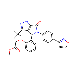 COC(=O)COc1ccccc1[C@@H]1c2c(C(C)(C)C)n[nH]c2C(=O)N1c1ccc(-c2ccon2)cc1 ZINC000096176976