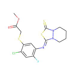 COC(=O)CSc1cc(/N=c2\sc(=S)n3n2CCCC3)c(F)cc1Cl ZINC000103279129