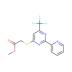 COC(=O)CSc1cc(C(F)(F)F)nc(-c2ccccn2)n1 ZINC000001387859