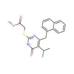 COC(=O)CSc1nc(Cc2cccc3ccccc23)c(C(C)C)c(=O)[nH]1 ZINC000026953279