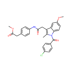 COC(=O)Cc1ccc(NC(=O)Cc2c(C)n(C(=O)c3ccc(Cl)cc3)c3ccc(OC)cc23)cc1 ZINC000013809405