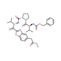 COC(=O)Cc1ccc2oc(C(=O)[C@@H](NC(=O)[C@@H]3CCCN3C(=O)[C@@H](NC(=O)OCc3ccccc3)C(C)C)C(C)C)nc2c1 ZINC000027322287