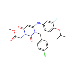 COC(=O)Cn1c(=O)cc(Nc2ccc(OC(C)C)c(F)c2)n(Cc2ccc(Cl)cc2)c1=O ZINC000204095633