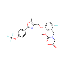 COC(=O)N(CC(=O)O)Cc1cc(OCc2nc(-c3ccc(OC(F)(F)F)cc3)oc2C)ccc1F ZINC000653822709