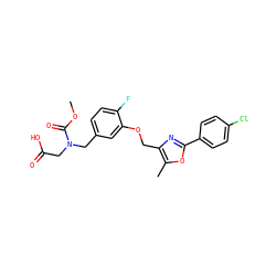 COC(=O)N(CC(=O)O)Cc1ccc(F)c(OCc2nc(-c3ccc(Cl)cc3)oc2C)c1 ZINC000653825422
