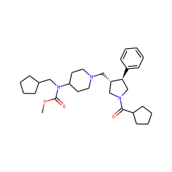 COC(=O)N(CC1CCCC1)C1CCN(C[C@H]2CN(C(=O)C3CCCC3)C[C@@H]2c2ccccc2)CC1 ZINC000026662523