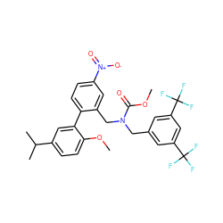 COC(=O)N(Cc1cc(C(F)(F)F)cc(C(F)(F)F)c1)Cc1cc([N+](=O)[O-])ccc1-c1cc(C(C)C)ccc1OC ZINC000064550067