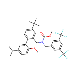 COC(=O)N(Cc1cc(C(F)(F)F)cc(C(F)(F)F)c1)Cc1cc(C(C)(C)C)ccc1-c1cc(C(C)C)ccc1OC ZINC000064549882