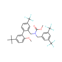 COC(=O)N(Cc1cc(C(F)(F)F)cc(C(F)(F)F)c1)Cc1cc(C(F)(F)F)ccc1-c1cc(C(C)(C)C)ccc1OC ZINC000064549881