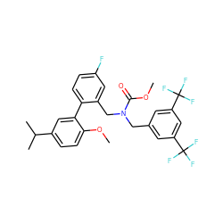 COC(=O)N(Cc1cc(C(F)(F)F)cc(C(F)(F)F)c1)Cc1cc(F)ccc1-c1cc(C(C)C)ccc1OC ZINC000064549983