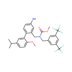 COC(=O)N(Cc1cc(C(F)(F)F)cc(C(F)(F)F)c1)Cc1cc(N)ccc1-c1cc(C(C)C)ccc1OC ZINC000064559957