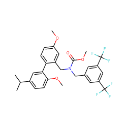 COC(=O)N(Cc1cc(C(F)(F)F)cc(C(F)(F)F)c1)Cc1cc(OC)ccc1-c1cc(C(C)C)ccc1OC ZINC000064549861