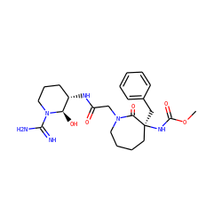 COC(=O)N[C@@]1(Cc2ccccc2)CCCCN(CC(=O)N[C@H]2CCCN(C(=N)N)[C@@H]2O)C1=O ZINC000026476429