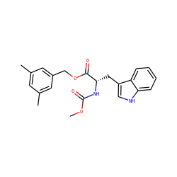 COC(=O)N[C@@H](Cc1c[nH]c2ccccc12)C(=O)OCc1cc(C)cc(C)c1 ZINC000013736196