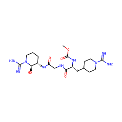 COC(=O)N[C@H](CC1CCN(C(=N)N)CC1)C(=O)NCC(=O)N[C@H]1CCCN(C(=N)N)[C@@H]1O ZINC000027854053