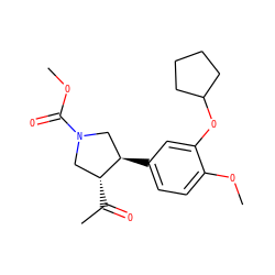 COC(=O)N1C[C@@H](C(C)=O)[C@H](c2ccc(OC)c(OC3CCCC3)c2)C1 ZINC000013744993