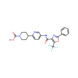 COC(=O)N1CCC(c2ccc(NC(=O)c3nc(-c4ccccc4)oc3C(F)(F)F)cn2)CC1 ZINC000071329429