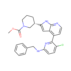 COC(=O)N1CCC[C@H](c2cc3c(-c4nc(NCc5ccccc5)ccc4Cl)ccnc3[nH]2)C1 ZINC000220365621