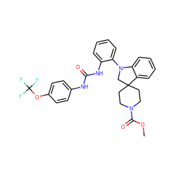 COC(=O)N1CCC2(CC1)CN(c1ccccc1NC(=O)Nc1ccc(OC(F)(F)F)cc1)c1ccccc12 ZINC000103233581