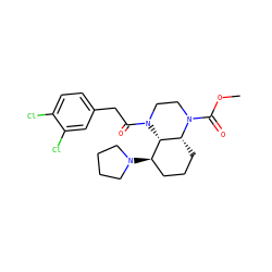 COC(=O)N1CCN(C(=O)Cc2ccc(Cl)c(Cl)c2)[C@H]2[C@H](N3CCCC3)CCC[C@H]21 ZINC000222929967