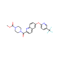 COC(=O)N1CCN(C(=O)c2ccc3cc(Oc4ccc(C(F)(F)F)cn4)ccc3n2)CC1 ZINC001772621769