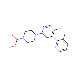 COC(=O)N1CCN(c2cc(-c3ncccc3C)c(Cl)cn2)CC1 ZINC000141961781