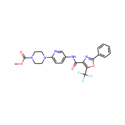 COC(=O)N1CCN(c2ccc(NC(=O)c3nc(-c4ccccc4)oc3C(F)(F)F)cn2)CC1 ZINC000071316916