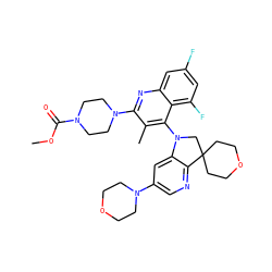 COC(=O)N1CCN(c2nc3cc(F)cc(F)c3c(N3CC4(CCOCC4)c4ncc(N5CCOCC5)cc43)c2C)CC1 ZINC000068248879