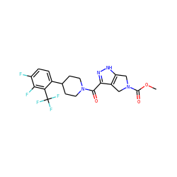 COC(=O)N1Cc2[nH]nc(C(=O)N3CCC(c4ccc(F)c(F)c4C(F)(F)F)CC3)c2C1 ZINC001772633927