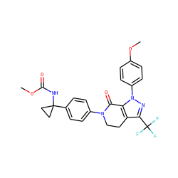 COC(=O)NC1(c2ccc(N3CCc4c(C(F)(F)F)nn(-c5ccc(OC)cc5)c4C3=O)cc2)CC1 ZINC000040872616