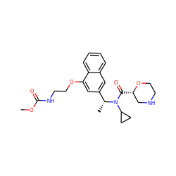 COC(=O)NCCOc1cc([C@@H](C)N(C(=O)[C@H]2CNCCO2)C2CC2)cc2ccccc12 ZINC000204310983