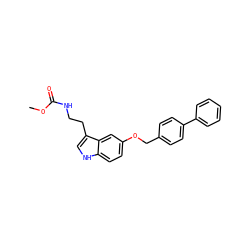 COC(=O)NCCc1c[nH]c2ccc(OCc3ccc(-c4ccccc4)cc3)cc12 ZINC000095596519