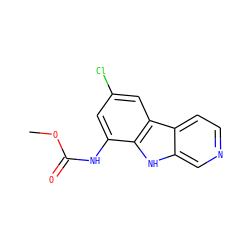 COC(=O)Nc1cc(Cl)cc2c1[nH]c1cnccc12 ZINC000100958106