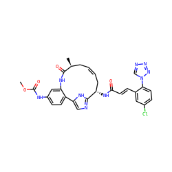 COC(=O)Nc1ccc2c(c1)NC(=O)[C@@H](C)C/C=C/C[C@H](NC(=O)/C=C/c1cc(Cl)ccc1-n1cnnn1)c1ncc-2[nH]1 ZINC001772587651