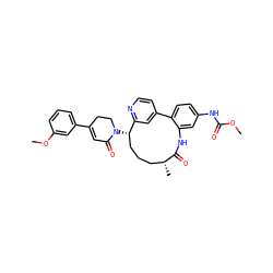 COC(=O)Nc1ccc2c(c1)NC(=O)[C@H](C)CCC[C@H](N1CCC(c3cccc(OC)c3)=CC1=O)c1cc-2ccn1 ZINC000220113780