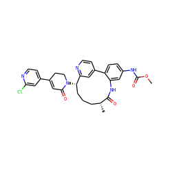 COC(=O)Nc1ccc2c(c1)NC(=O)[C@H](C)CCC[C@H](N1CCC(c3ccnc(Cl)c3)=CC1=O)c1cc-2ccn1 ZINC000220124580