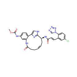 COC(=O)Nc1ccc2c(c1)NC(=O)CC/C=C/C[C@H](NC(=O)/C=C/c1cc(Cl)ccc1-n1cnnn1)c1nc-2c[nH]1 ZINC000114226607