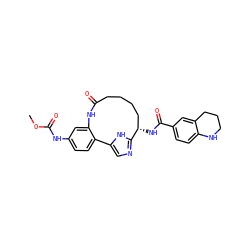 COC(=O)Nc1ccc2c(c1)NC(=O)CCCC[C@H](NC(=O)c1ccc3c(c1)CCCN3)c1ncc-2[nH]1 ZINC000230572886