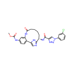 COC(=O)Nc1ccc2c(c1)NC(=O)CCCC[C@H](NC(=O)c1cn(-c3cccc(Cl)c3)nn1)c1ncc-2[nH]1 ZINC000205525119