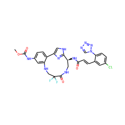 COC(=O)Nc1ccc2c(c1)NCC(F)(F)C(=O)NC[C@H](NC(=O)/C=C/c1cc(Cl)ccc1-n1cnnn1)c1nc-2c[nH]1 ZINC000167121056