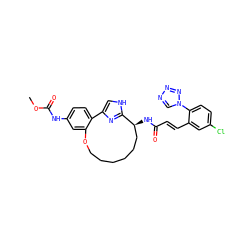 COC(=O)Nc1ccc2c(c1)OCCCCCC[C@H](NC(=O)/C=C/c1cc(Cl)ccc1-n1cnnn1)c1nc-2c[nH]1 ZINC000114222562