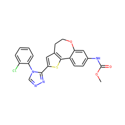 COC(=O)Nc1ccc2c(c1)OCCc1cc(-c3nncn3-c3ccccc3Cl)sc1-2 ZINC000115096912