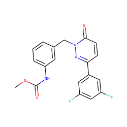 COC(=O)Nc1cccc(Cn2nc(-c3cc(F)cc(F)c3)ccc2=O)c1 ZINC000299865906