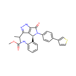 COC(=O)Nc1ccccc1[C@H]1c2c(C(C)C)n[nH]c2C(=O)N1c1ccc(-c2ccsc2)cc1 ZINC000096177103