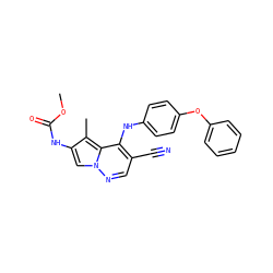 COC(=O)Nc1cn2ncc(C#N)c(Nc3ccc(Oc4ccccc4)cc3)c2c1C ZINC000028568047