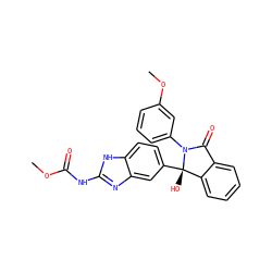 COC(=O)Nc1nc2cc([C@@]3(O)c4ccccc4C(=O)N3c3cccc(OC)c3)ccc2[nH]1 ZINC000035801503