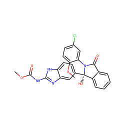 COC(=O)Nc1nc2cc([C@]3(O)c4ccccc4C(=O)N3c3cc(Cl)ccc3OC)ccc2[nH]1 ZINC000141830211