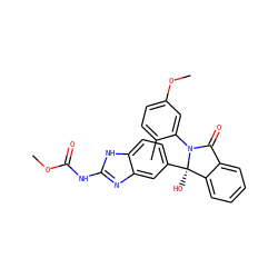 COC(=O)Nc1nc2cc([C@]3(O)c4ccccc4C(=O)N3c3cc(OC)ccc3C)ccc2[nH]1 ZINC000143909934